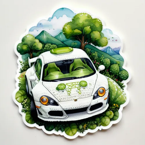  Imaginary, victor, Kawaii Details, Animation, Kawaii, All crochet, water colours, a serene peaceful countryside, Lime Race Car shape sticker white background, fit inside canvas.,sustainable car,golf 