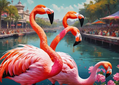 cuba flamingos,flamingos,flamingo couple,flamingoes,two flamingo,pink flamingo,greater flamingo,flamingo,pink flamingos,flamingo pattern,tropical birds,pelicans,scarlet ibis,swans,tropical animals,colorful birds,tropical bird,flamingo with shadow,whimsical animals,aquatic bird,Art,Classical Oil Painting,Classical Oil Painting 32