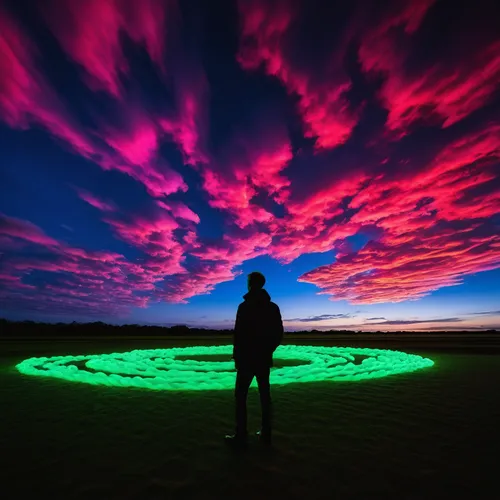 tropical synthetic glowing clouds over a person ,light paint,lightpainting,drawing with light,light art,light drawing,light painting,neon body painting,meteorological phenomenon,cosmos field,light phe