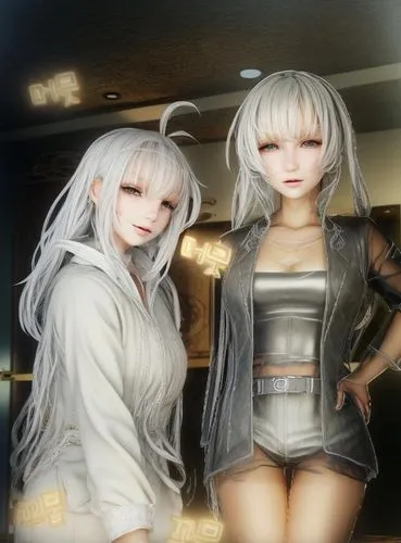 fashion dolls,designer dolls,triplet lily,porcelain dolls,whitey,joint dolls,salt and pepper,doll looking in mirror,angels,anime 3d,3d rendered,vanilla,doll figures,sisters,trio,ephedra,gemini,pale,lancers,models