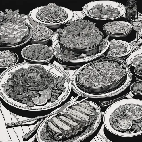 stack of plates,plate of pancakes,vintage dishes,latkes,iron plates,tortas de aceite,tourtière,korean royal court cuisine,mooncake festival,hamburger set,chafing dish,preserved food,cookware and bakeware,plates,tibetan bowls,suet pudding,hamburger plate,crab pot,tortillas,huaiyang cuisine,Illustration,Black and White,Black and White 12