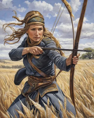 woman of straw,field archery,girl with bread-and-butter,straw harvest,wheat field,wheat crops,straw field,strands of wheat,little girl in wind,david bates,grain harvest,wheat grasses,seed wheat,archery,bow and arrows,wheat fields,girl with a wheel,female warrior,longbow,sprouted wheat,Illustration,Paper based,Paper Based 02