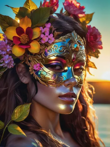 venetian mask,masquerade,golden mask,gold mask,golden wreath,tribal masks,floral wreath,beauty mask,light mask,golden flowers,headdress,bohemian,gold filigree,flower garland,beautiful girl with flowers,flower crown,masks,coronavirus masks,wreath of flowers,masked,Photography,Artistic Photography,Artistic Photography 08