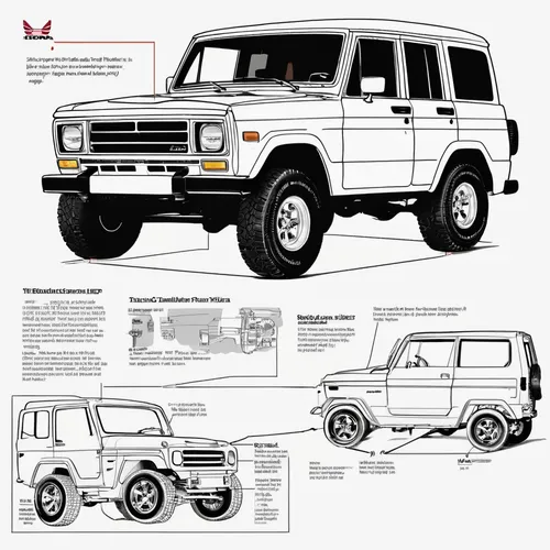 ford bronco ii,ford bronco,lamborghini lm002,toyota land cruiser,isuzu trooper,jeep wagoneer,toyota 4runner,jeep cherokee (xj),mercedes-benz g-class,land rover discovery,uaz patriot,jeep gladiator rubicon,land rover series,uaz-452,nissan patrol,jeep gladiator,lada niva,mitsubishi pajero,toyota fj cruiser,uaz-469,Unique,Design,Infographics