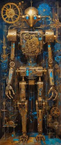 mechanical puzzle,mecha,mech,mechanical,machine,c-3po,machines,robotic,robot,scrap sculpture,steampunk,minibot,bot,droid,robots,automated,metropolis,transformer,machinery,atlas,Conceptual Art,Oil color,Oil Color 20