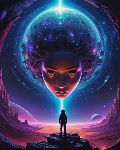 afrofuturism,cosmos,astral traveler,extradimensional,andromeda,binti,vehz,interdimensional,mindvox,cerati,space art,zathura,ultraviolet,precognition,sci fiction illustration,imaginos,wayfinder,valerian,universe,the universe,Illustration,Abstract Fantasy,Abstract Fantasy 20