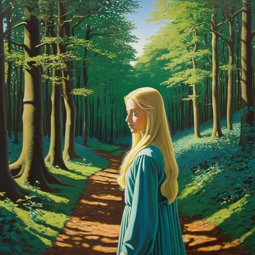 girl with tree,galadriel,glorfindel,hildebrandt,eilonwy,finrod,jasinski,rapunzel,allsburg,nargothrond,girl walking away,forest path,vasilisa,elenore,the girl next to the tree,woman walking,girl in a long,klarwein,prydain,moehler,Art,Artistic Painting,Artistic Painting 33