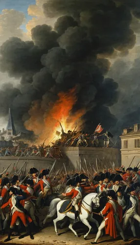 The Storming of the Bastille by Jean-Pierre Houël. This episode quickly became the most famous and emblematic of the French Revolution. The painting now belongs to Bibliothèque nationale de France,the