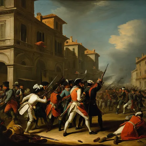 bougereau,guillotine,épée,assassination,naval battle,historical battle,waterloo,hunting scene,skirmish,guilloche,bonifacio,pentathlon,day of the victory,bruges fighters,assault,carpaccio,reenactment,clash,partiture,bellini,Art,Classical Oil Painting,Classical Oil Painting 35