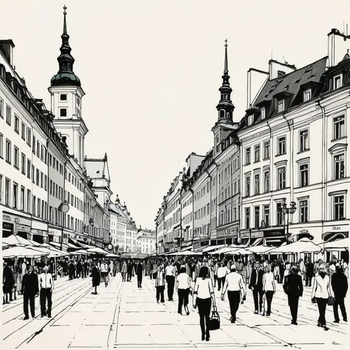 warsaw,warszawa,nygatan,viena,krakau,karstadt,nytorv,drottninggatan,linetskaya,riga,stockmann,brno,olomouc,viennese,leipzig,beogradska,ringstrasse,vienna,pedestrian zone,rynek,Illustration,Paper based,Paper Based 12