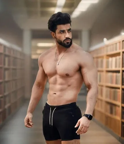 a shirtless man is walking through a liry,jadeja,yuvraj,virat kohli,vijender,kushti,ranveer