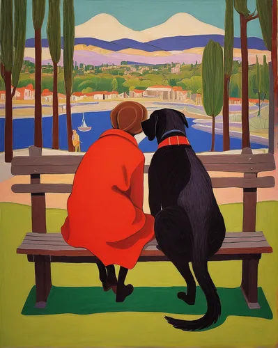 girl with dog,travel poster,kennel club,boy and dog,olle gill,kerry blue terrier,dog illustration,companion dog,two dogs,black russian terrier,vintage art,bruno jura hound,hanover hound,basset artésien normand,color dogs,dog frame,portuguese water dog,vintage illustration,cão da serra de aires,pont-audemer spaniel,Art,Classical Oil Painting,Classical Oil Painting 30