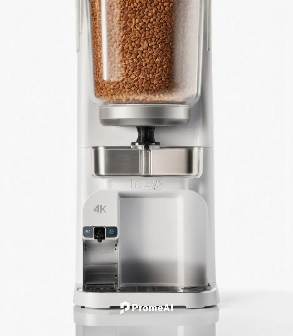 自动宠物喂食器,a blender with grain on top sitting on a table,cocktail shaker,coffee tumbler,spice grater,pepper shaker,sodastream,coffee grinder,Photography,General,Realistic