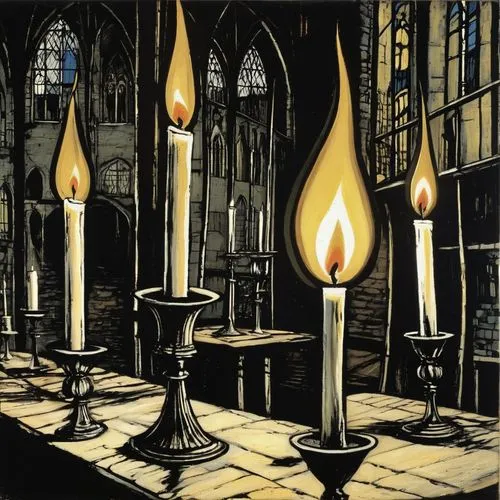 candlelights,burchfield,advent candles,candlelight,candlelit,candlemas,Art,Artistic Painting,Artistic Painting 01