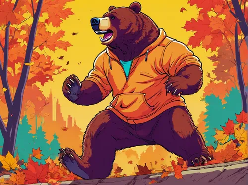 Bear in autumncolors,autumn icon,autumn walk,autumn camper,autumn background,autumn theme,fall colors,autumn frame,autumn day,autumn,autumn colouring,fall foliage,fall,autumnal,big bear,golden autumn,