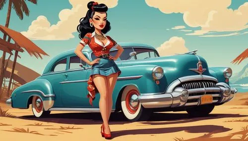 retro pin up girl,retro pin up girls,pin up girl,pin-up girl,hudson hornet,pin up,pin-up girls,pinup girl,pin up girls,pin ups,rockabilly,pin-up,retro girl,retro woman,rockabilly style,muscle car cartoon,retro women,pin-up model,edsel,buick super,Illustration,Vector,Vector 03