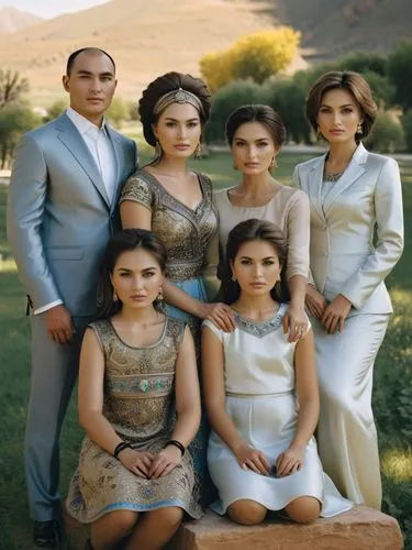 a Central Asian family photo,an older couple poses for a family portrait,pahlavi,assyrians,armenians,azerbaijanis,baharestan,turkmens,Photography,Fashion Photography,Fashion Photography 18