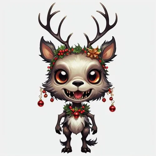 reindeer head,christmas imp,rudolph,reindeer from santa claus,reindeer polar,reindeer,Illustration,Abstract Fantasy,Abstract Fantasy 11