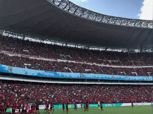 Experience the vibrant atmosphere of a Clube de Regatas do Flamengo match at the iconic Maracan￣ Stadium.,the sea of red,são paulo,futebol de salão,porto alegre,stadium,football stadium,panoramic phot