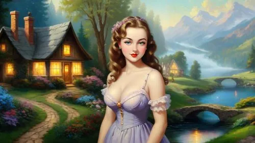 fantasy picture,fairy tale character,fantasy art,ninfa,xanth,housemaid,noblewoman,dorthy,celtic woman,fantasy woman,landscape background,nightdress,gwtw,tuatha,innkeeper,beleriand,mervat,fairy tale,fantasy girl,arwen