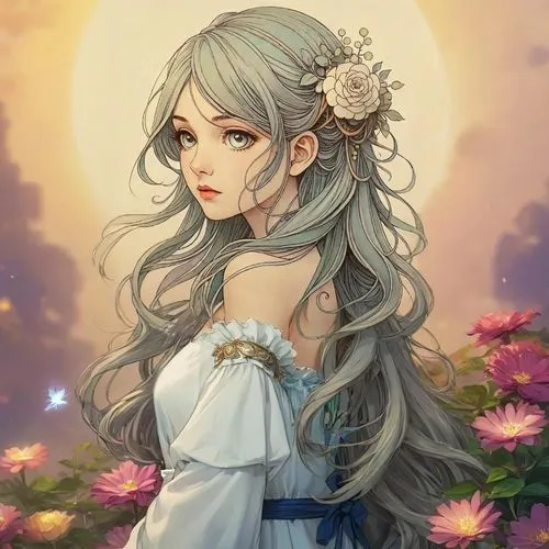 jessamine,vanessa (butterfly),flora,elven flower,fiori,fantasy portrait,flower background,portrait background,moonflower,flower fairy,floral background,lily of the field,rose flower illustration,sulta