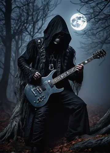 grimm reaper,blackmetal,dance of death,hooded man,grim reaper,guitar player,death god,guitarist,guitar solo,reaper,electric guitar,black coat,dark gothic mood,rock music,helloween,lead guitarist,epiphone,itinerant musician,musician,guitar,Conceptual Art,Graffiti Art,Graffiti Art 06