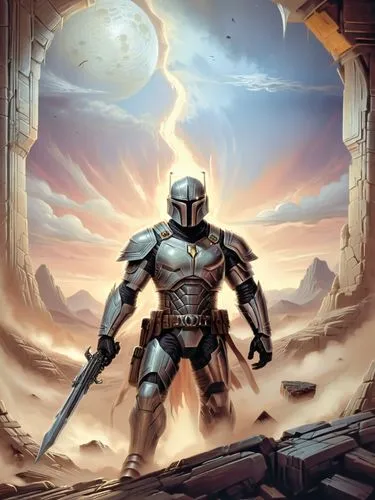 at random,the artwork shows a man dressed as a knights knight,turrican,paladin,malazan,tarkus,crusader,eberron