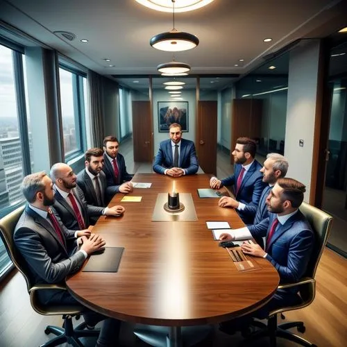 create a meeting table with several high-ranking directors with suits lined up, they all look like rats and are in a very modern, aseptic room, their hands are also hairy and look like paws, their fac