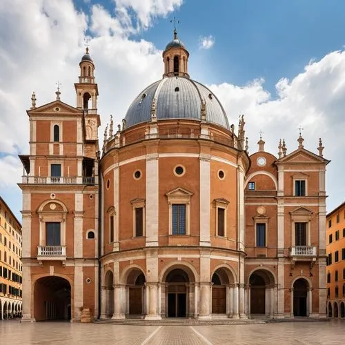 large old building with a dome and windows near large buildings,monastery of santa maria delle grazie,cathedral of modena,trinità dei monti,modena,cremona,urbino,borromini,recanati,miniato,basilica di