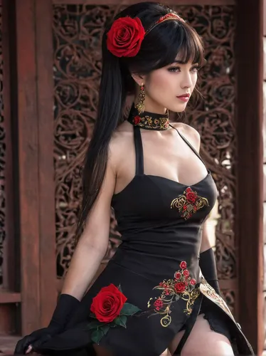 oriental princess,oriental girl,asian costume,vintage asian,asian woman,cosplay image,japanese woman,japanese doll,geisha girl,siu mei,black rose,geisha,oriental,asian girl,floral japanese,red rose,japan rose,mulan,red roses,china rose,Photography,General,Natural