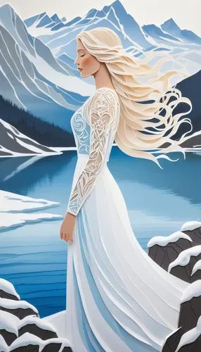 the snow queen,white rose snow queen,celtic woman,ice queen,celeborn,white winter dress,Unique,Paper Cuts,Paper Cuts 01