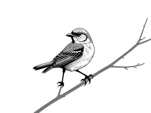 bird on branch,line art birds,chickadee,bird drawing,bird illustration,pied kingfisher,Design Sketch,Design Sketch,Rough Outline