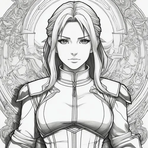 prelimary,angel line art,mono-line line art,claymore,mono line art,lineart,Illustration,Black and White,Black and White 27