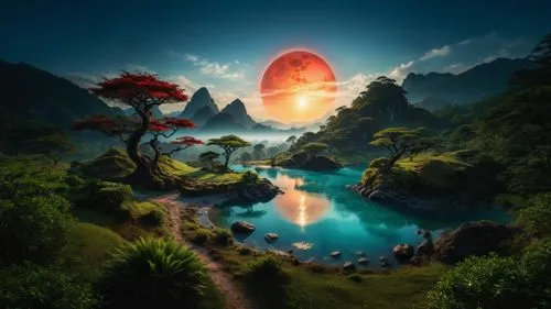 fantasy landscape,fantasy picture,mushroom landscape,futuristic landscape,landscape background,alien planet