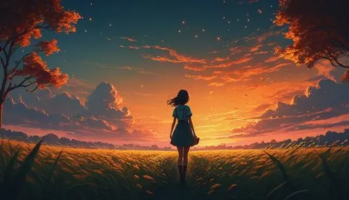 summer evening,landscape background,dusk background,dusk,blooming field,horizon,sunset,world digital painting,nature background,digital painting,the horizon,orange sky,summer background,beautiful wallpaper,flower in sunset,serene,sky,dawn,evening atmosphere,daybreak,Photography,General,Fantasy