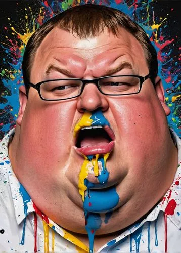 Peter Griffin, adult male, obese, facial expression,gluttony,prank fat,cake smash,food coloring,colored icing,eat,fat,blubber,greek,appetite,gore,fatayer,chew,photoshop manipulation,devoured,like to e