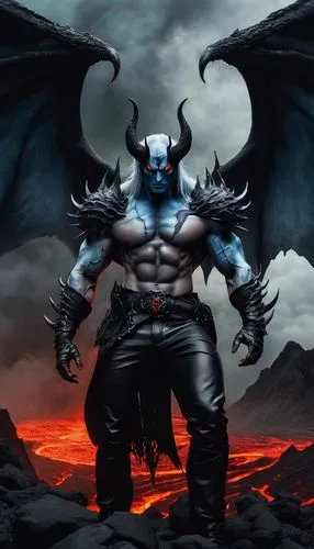 blue demon,gargoyles,mean bluish,heroic fantasy,daemon,gargoyle,death god,bane,blue monster,diablo,hellboy,minotaur,skylanders,god of thunder,dark-type,black dragon,death angel,skylander giants,butomus,dark angel,Illustration,Japanese style,Japanese Style 18