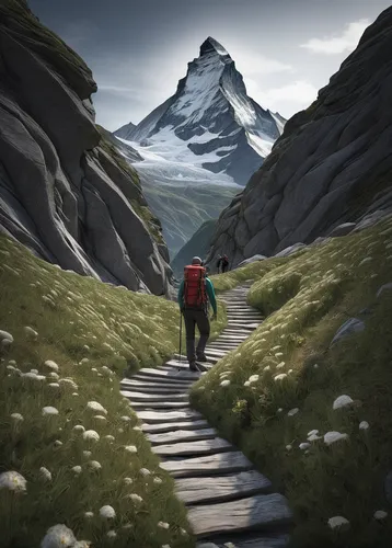 Hiking in Zermatt,eiger,eiger mountain,alpine crossing,matterhorn,alpine route,zermatt,eggishorn,mountain hiking,mountain guide,hiking path,matterhorn-gotthard-bahn,world digital painting,alpine climb