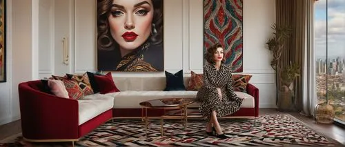 fornasetti,schiaparelli,demarchelier,art deco woman,window curtain,boisset,interior decor,eclecticism,showhouse,radiosity,yasumasa,decorative figure,maximalism,curtains,parisienne,sitting room,the living room of a photographer,interior design,wallcoverings,art deco,Conceptual Art,Daily,Daily 15