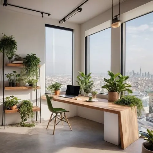 modern office,sky apartment,creative office,working space,house plants,balcony garden,modern decor,window sill,hanging plants,roof garden,penthouses,planta,offices,windowsill,office desk,shared apartment,appartement,houseplants,workspaces,bureaux,Photography,General,Commercial