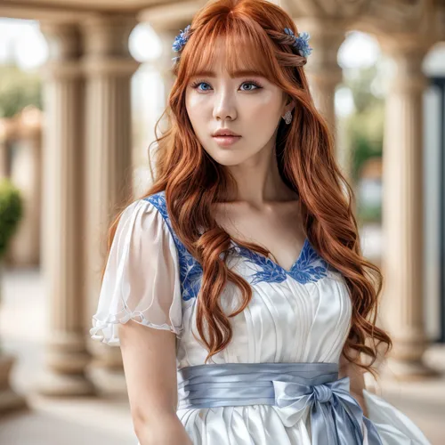 cinderella,porcelain doll,seo,rapunzel,merida,mt seolark,redhead doll,fairy tale character,hanbok,doll paola reina,tiffany,a princess,realdoll,girl in a long dress,red-haired,tiara,country dress,eurasian,yeonsan hong,redhair