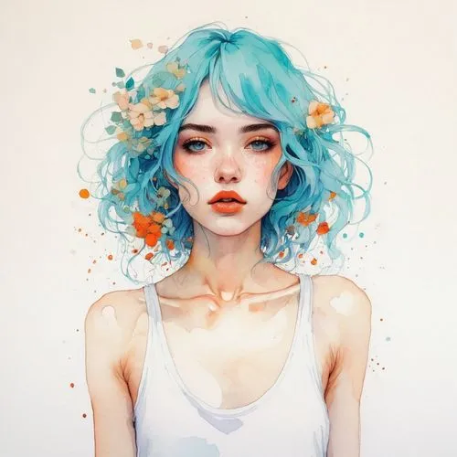 kommuna,flowerhead,forget me nots,kahila garland-lily,blue daisies,falling flowers,forget me not,flower girl,flower fairy,flowerheads,maiden anemone,girl in flowers,bloom,seafoam,blossom,chamomile,daisies,hoshihananomia,orange blossom,anemonin,Illustration,Paper based,Paper Based 19