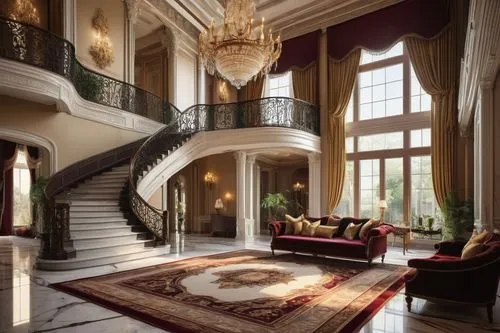 luxury home interior,ornate room,luxury property,luxury home,beautiful home,opulently,mansion,palatial,interior design,sitting room,luxurious,luxury hotel,great room,opulent,living room,palladianism,interior decor,opulence,cochere,entrance hall,Illustration,Realistic Fantasy,Realistic Fantasy 41