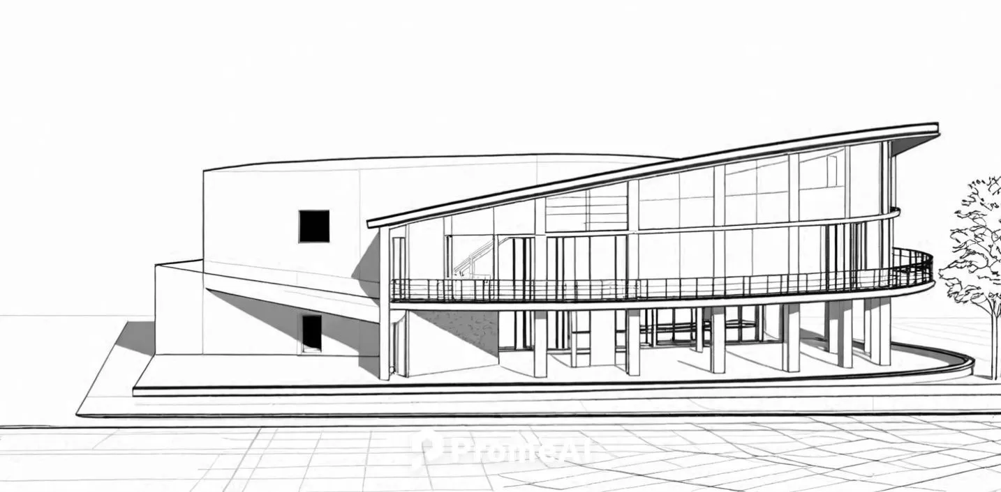 this drawing shows the exterior of a building with several levels,sketchup,revit,3d rendering,school design,unbuilt,house drawing,Design Sketch,Design Sketch,Detailed Outline