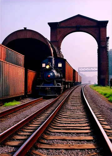 tangshan railway bridge,through-freight train,rail traffic,freight locomotive,railroad bridge,freight trains,rail transport,goods train,railroads,mixed freight train,railroad track,container train,railway bridge,railway tracks,railway track,freight car,heavy goods train locomotive,railroad engineer,tank cars,freight train,Illustration,Retro,Retro 10