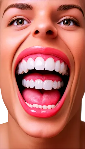 Teeth, white teeth, straight teeth, shiny surface, gums, mouth open, smiling face, close-up shot, macro photography, softbox lighting, shallow depth of field, high contrast, detailed texture, realisti