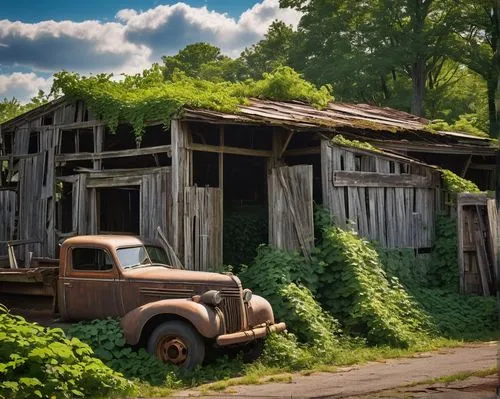 abandoned old international truck,abandoned international truck,old barn,old abandoned car,appalachia,garaged,rural style,outbuilding,weathered,barnhouse,rust truck,old vehicle,rural,farmstead,outworn,rusting,derelict,rustic,barnwood,fordlandia,Illustration,Abstract Fantasy,Abstract Fantasy 02