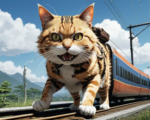 animal train,high-speed train,high speed train,toyger,chinese pastoral cat,high-speed rail,american bobtail,wild cat,international trains,cat european,sky train,bengal cat,electric train,bengal,animal feline,bullet train,tgv,korail,cat image,shinkansen,Illustration,Children,Children 02