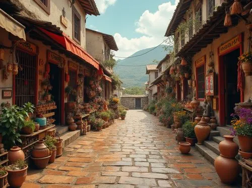 lijiang,urubamba,yangshao,bukchon,gjirokaster,mountain village,narrow street,wenchuan,alpine village,gjirokastra,kotor,yangshuo,korean folk village,yunnan,cuzco,souk,old town,xiahe,metsovo,antigua guatemala,Photography,General,Realistic