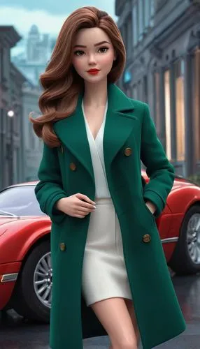 long coat,fashion doll,maxmara,spy,green jacket,overcoat,Unique,3D,3D Character